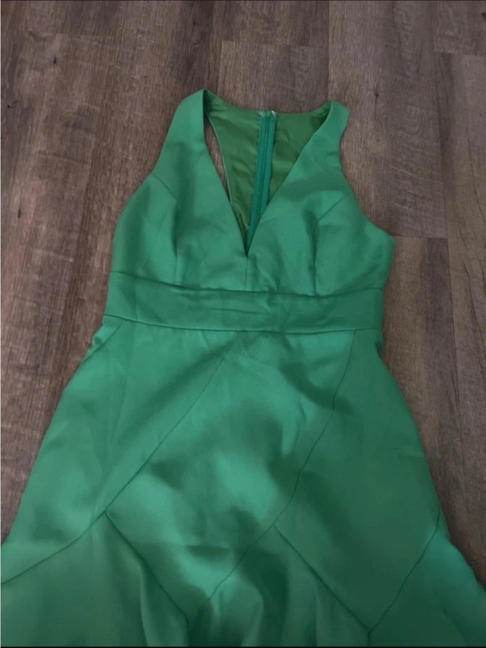 DO+BE Strapless Green V-Neck Evening Dress